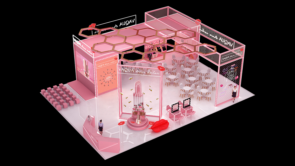 广州美博会彩妆展台设计搭建施工现场01